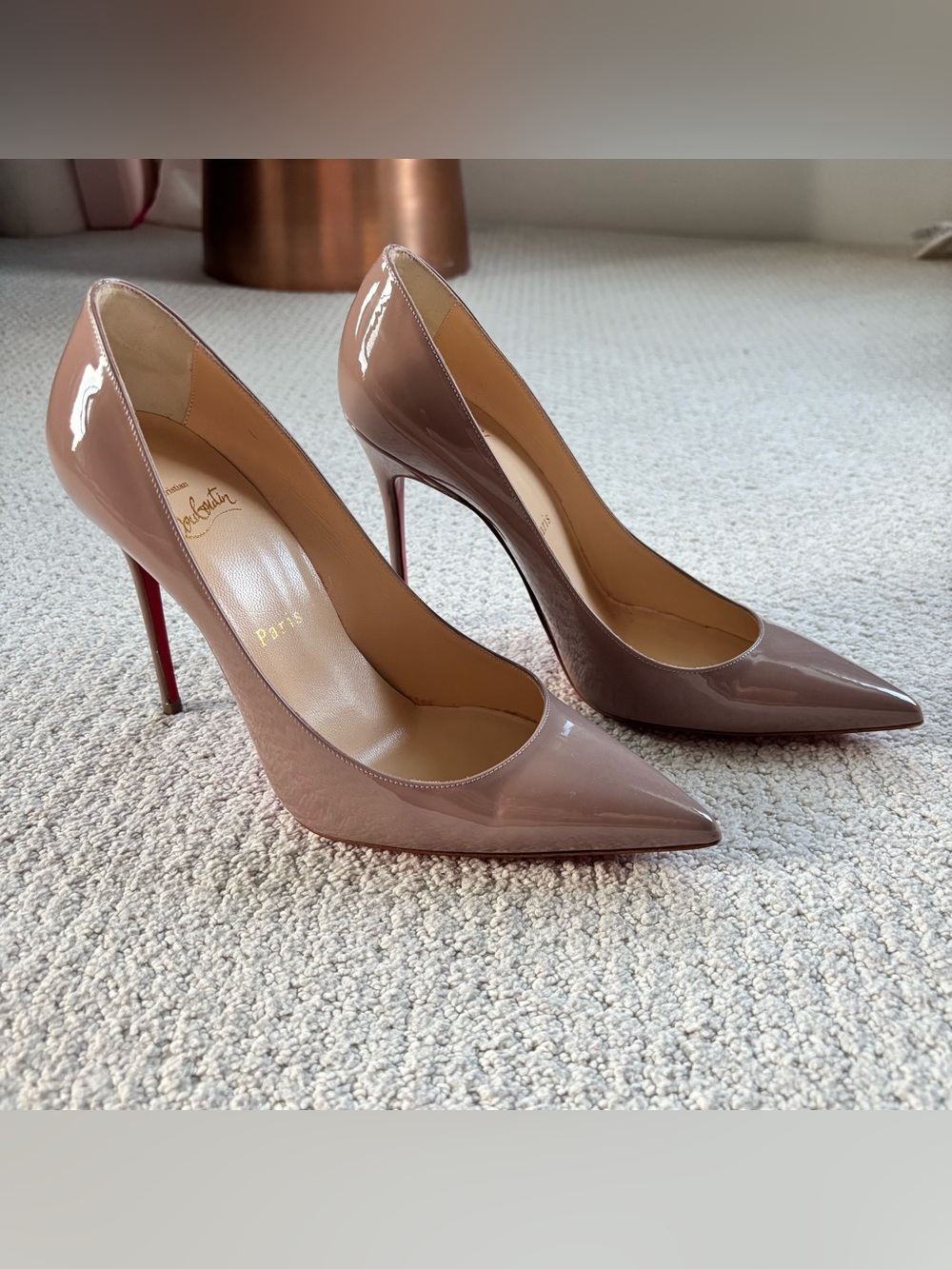 Christian Louboutin Patent Nude/Taupe Décolleté 554 heel pumps
